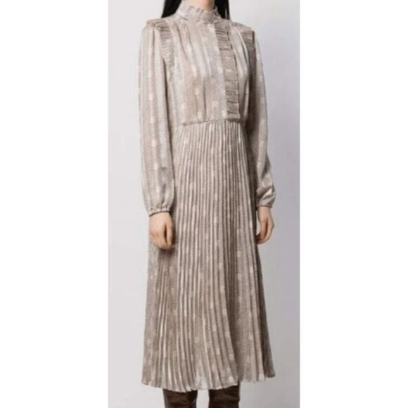 ba&sh Paris Pleated Midi Dress US Sz. 6 - Picture 1 of 12